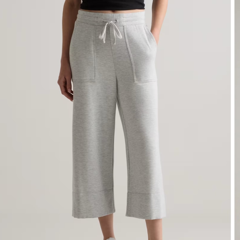 Quince SuperSoft Fleece Cropped Wide Leg Pants